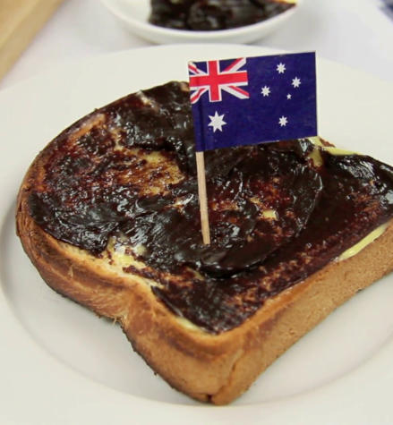 Vegemite on toast with Australian flag